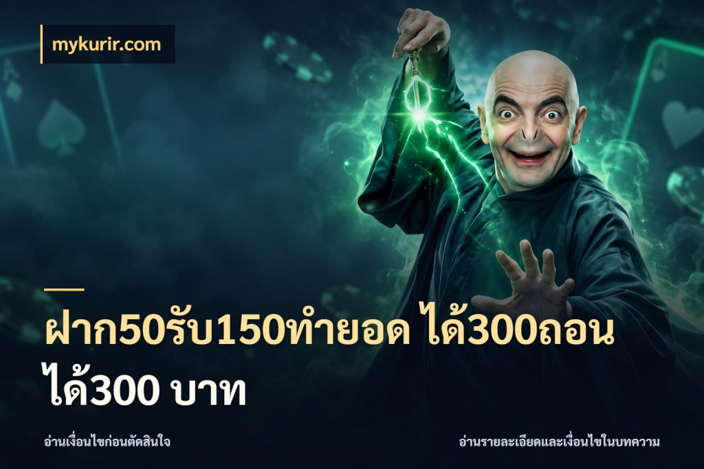 ฝาก50รับ150ทำยอด ได้300ถอนได้300 บาท เครดิตกับรูปแบบโปรที่ตรงใจ สไตล์ mykurir.com
